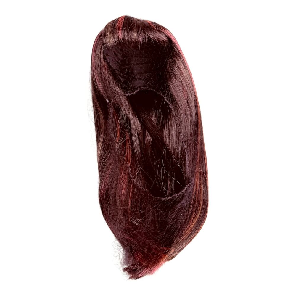 American Girl Doll Wig Long Brown Hot Pink Highlights Jly 18" Dolls New Hair Net - Picture 4 of 6